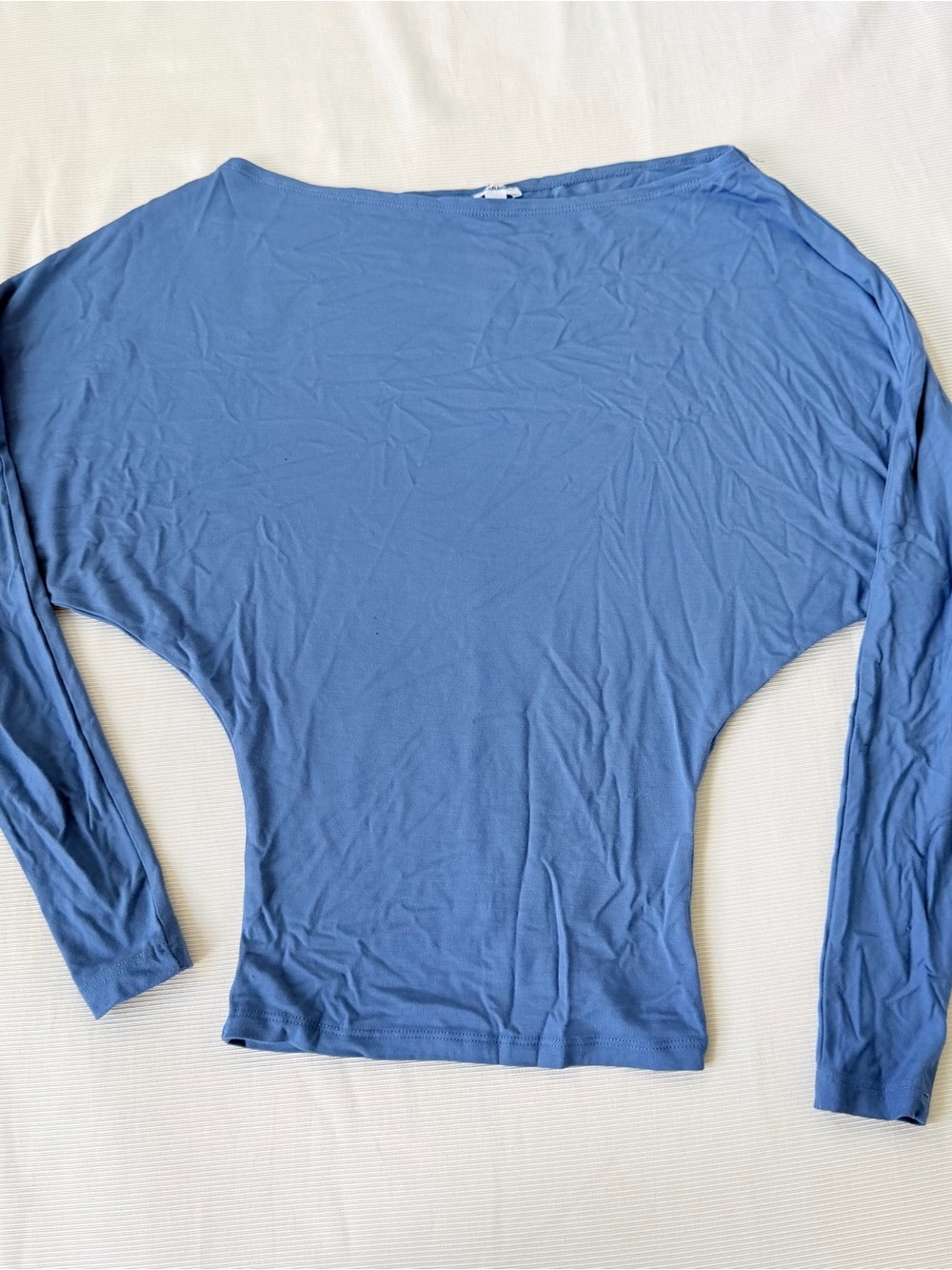 Garage Womens Top Bat LongSleeve Boat Neck Stretchy Casual Modal Blue XXS